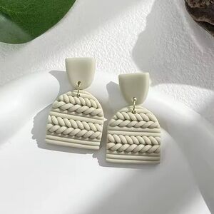 Knit Geometric Drop Stud - Handmade Earrings